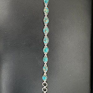 NEW Turquoise Sterling Silver Oval Bracelet